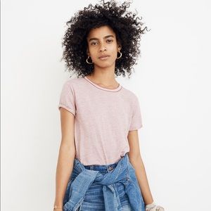 Madewell Whisper Cotton Ringer Tee in Stripe, Sz L